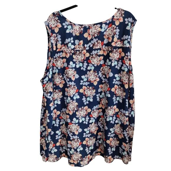 Women Within Size 3X Floral Flowy Boho Loose Colorful Beachy Resort Button Tank - Picture 2 of 8